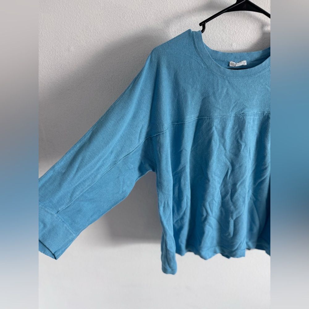 J. Jill Women’s Linen Blend Long Sleeve Top Blue Comfort SIZE Large Tall Basics - Picture 2 of 11